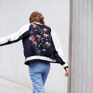 SILENCE + NOISE EMBROIDERED BOMBER JACKET